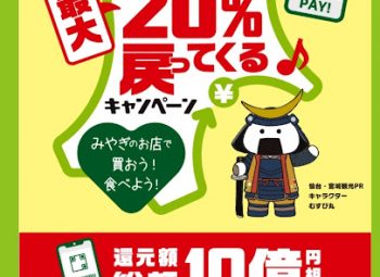 対象キャッシュレス決済でみやぎを応援！最大20%戻ってくるキャンペーン